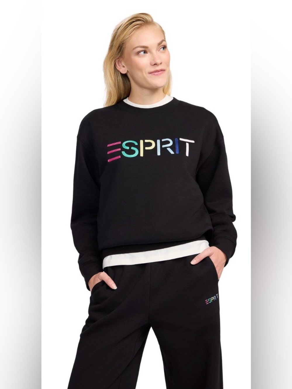ESPRIT Women’s High-Rise Wide Leg Logo Sweatpants, Retro 80s Various Sizes NWT